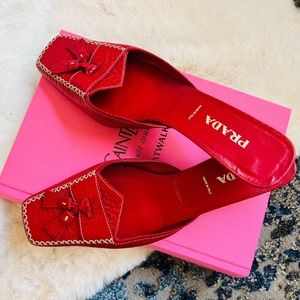 Prada leather Red Mules